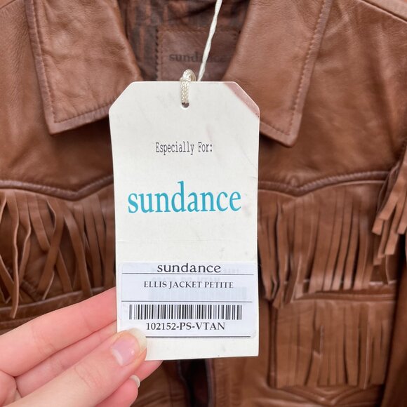Sundance Leather Fringe Brown Western Jacket Petite Small New with Tags - Picture 9 of 16